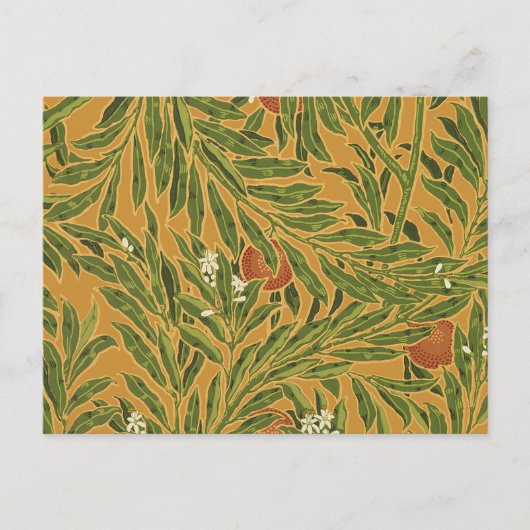 Orange Tree Vintage Tapete Muster Jugendstil Postkarte (Vorderseite)