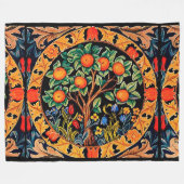 ORANGE TREM MIT GRÜNEN BLÄTTER, BLUME FLEECEDECKE (Vorderseite (Horizontal))