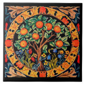 ORANGE TREM MIT GRÜNEN BLÄTTER, BLUME FLIESE (Vorderseite)