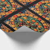 ORANGE TREM MIT GRÜNEN BLÄTTER, BLUME GESCHENKPAPIER (Ecke)