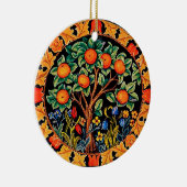 ORANGE TREM MIT GRÜNEN BLÄTTER, BLUME KERAMIK ORNAMENT (Rechts)