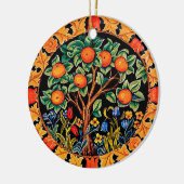 ORANGE TREM MIT GRÜNEN BLÄTTER, BLUME KERAMIK ORNAMENT (Links)