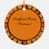 ORANGE TREM MIT GRÜNEN BLÄTTER, BLUME KERAMIK ORNAMENT (Hinten)