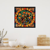 ORANGE TREM MIT GRÜNEN BLÄTTER, BLUME POSTER (Küche)