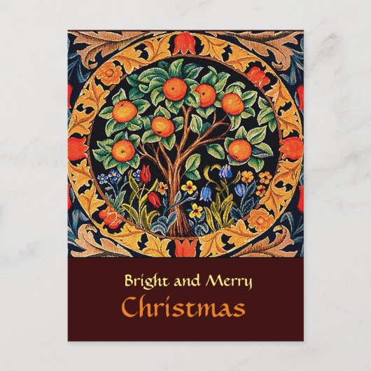 ORANGE TREM MIT GRÜNEN BLÄTTER, BLUME POSTKARTE (Vorderseite)