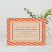 Orange Trendy Stripes Save the Date laden ein (Stehend Vorderseite)