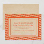 Orange Trendy Stripes Save the Date laden ein (Vorne/Hinten)