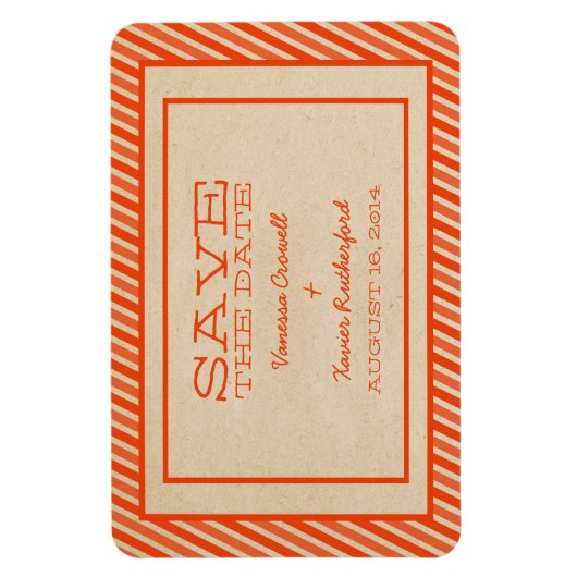 Orange trendy Stripes speichern das Datumsfenster Magnet (Vertikal)