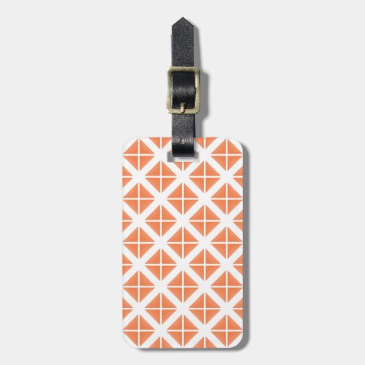 Orange Trendy Triangle Pattern Gepäckanhänger (Vorderseite vertikal)
