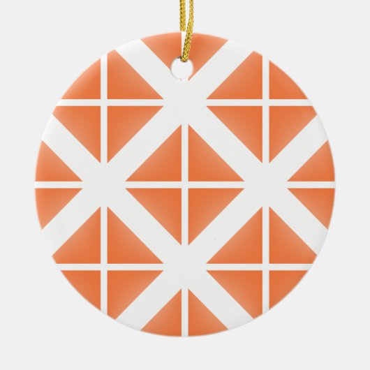 Orange Trendy Triangle Pattern Keramikornament (Vorne)