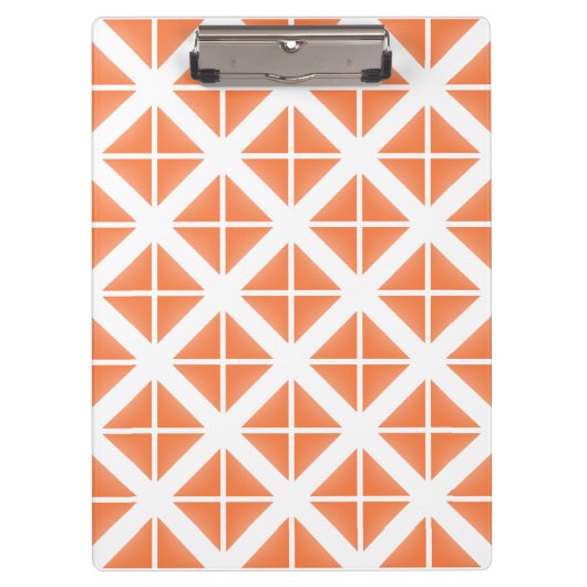 Orange Trendy Triangle Pattern Klemmbrett (Vorderseite)