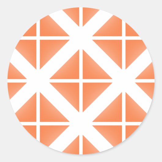 Orange Trendy Triangle Pattern Runder Aufkleber (Vorderseite)