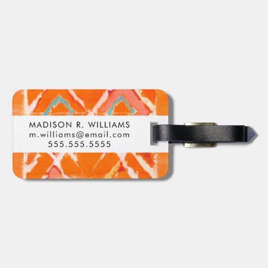 Orange Tribal II Gepäckanhänger (Rückseite horizontal)