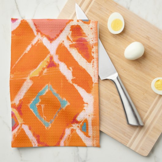 Orange Tribal II Geschirrtuch (Viertel Falte)
