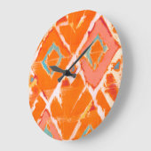 Orange Tribal II Große Wanduhr (Winkel)