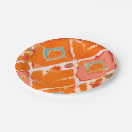 Orange Tribal II Pappteller (Schrägansicht)