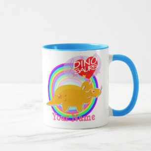 Orange Triceratops-Dino-FarbTasse mit Ihrem Namen Tasse