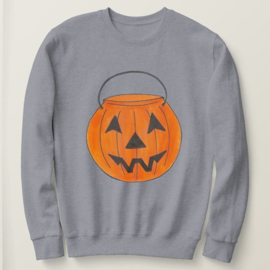 Orange Trick-oder-Leckerei Pumpkin-Bucket Hallowee Sweatshirt (Design vorne)