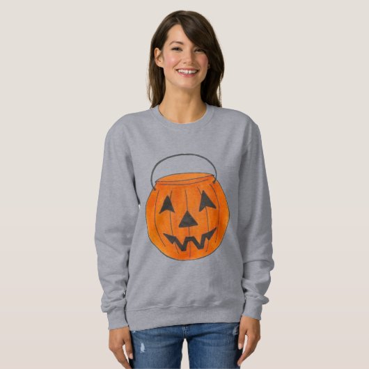Orange Trick-oder-Leckerei Pumpkin-Bucket Hallowee Sweatshirt (Vorne ganz)