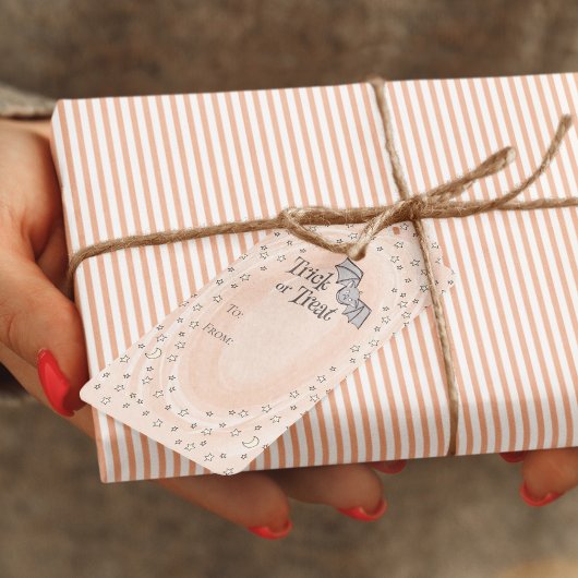 Orange Trick oder Treten von Baby Halloween Geschenkanhänger