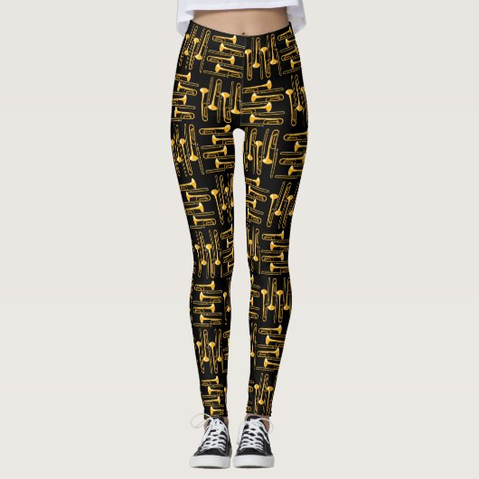 Orange Trombone Crosshatch Black Leggings (Vorderseite)