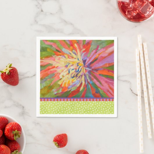 Orange Tropenkalk Green Dot Border Serviette (Beispiel)