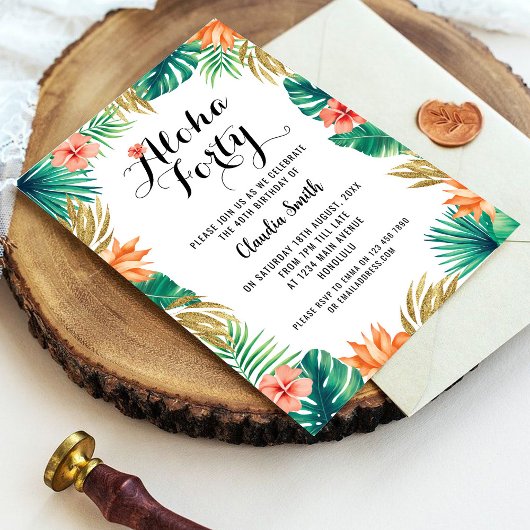 Orange Tropical 40. Geburtstag Einladung