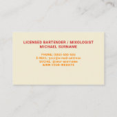 Orange Tropical Citrus Drink Mixologe Barkeeper Visitenkarte (Rückseite)