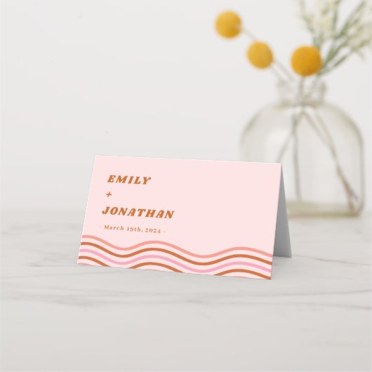 Orange Tropical Disco Wedding Platzkarte (Rückseite)