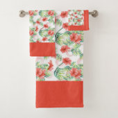 Orange Tropical Floral Badhandtuch Set (Insitu)
