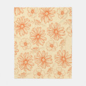 Orange Tropical Floral Botanic Retro Sommer Fleecedecke (Vorderseite)