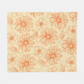 Orange Tropical Floral Botanic Retro Sommer Fleecedecke (Vorderseite (Horizontal))