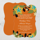 Orange Tropical Floral Wedding Einladung (Vorne/Hinten)