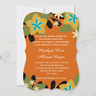 Orange Tropical Floral Wedding Einladung