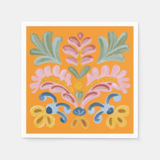Orange Tropical Flower Unique Serviette (Vorderseite)