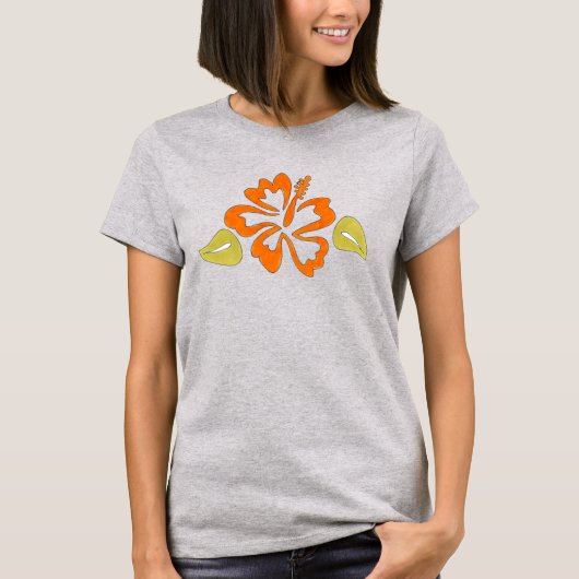 Orange Tropical Hawaiian Hibiskus Blume Blossom T-Shirt (Vorderseite)