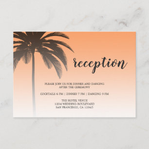 Orange Tropical Palm Tree Beach Wedding Empfang Begleitkarte