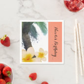 Orange Tropical Palm Tree & Plumeria Summer Party Serviette (Beispiel)