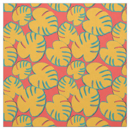 Orange tropisches Leaf-Muster Stoff