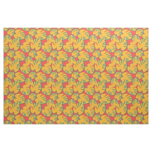 Orange tropisches Leaf-Muster Stoff (Fat Quarter (45,7 x 55,9 cm))