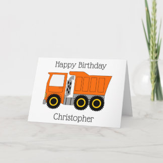Orange Truck Personalisiert Geburtstag Karte