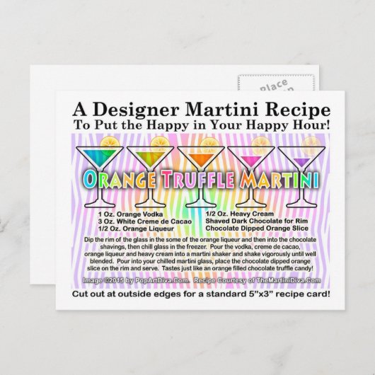 Orange Truffle Martini Cocktail Rezept Postkarte (Vorne/Hinten)
