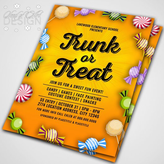 Orange Trunk oder Leckerei Halloween Candy Frame E Flyer