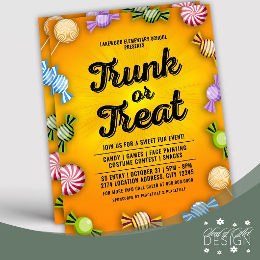 Orange Trunk oder Leckerei Halloween Candy Frame E Flyer