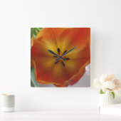 Orange Tulip Bloom Kitchen Quadratische Wanduhr (Zuhause)
