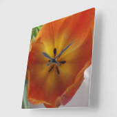 Orange Tulip Bloom Kitchen Quadratische Wanduhr (Winkel)