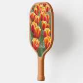 Orange Tulip Blooms mit Namen Floral Pickleball Schläger (Links)