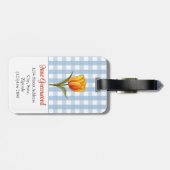 Orange Tulip, Blue Gingham, Custom Gepäckanhänger (Rückseite horizontal)