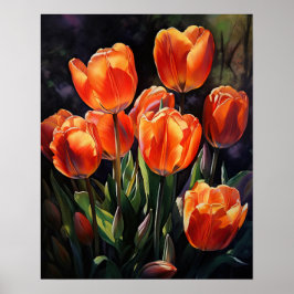 Orange Tulip Blume Art Print Poster