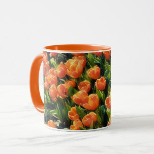Orange Tulip Flower Garden Tasse